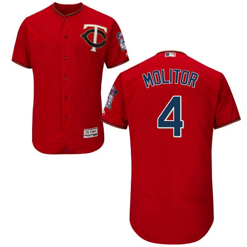 Twins #4 Paul Molitor Red Flexbase Authentic Collection Stitched MLB Jersey
